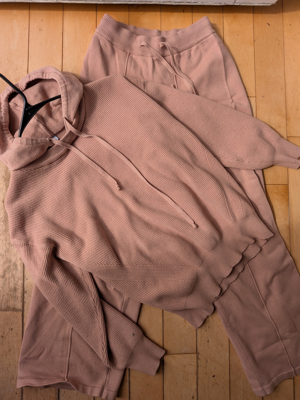 Cozy Ribbed Hoodie & Jogger Set - Dusty Rose